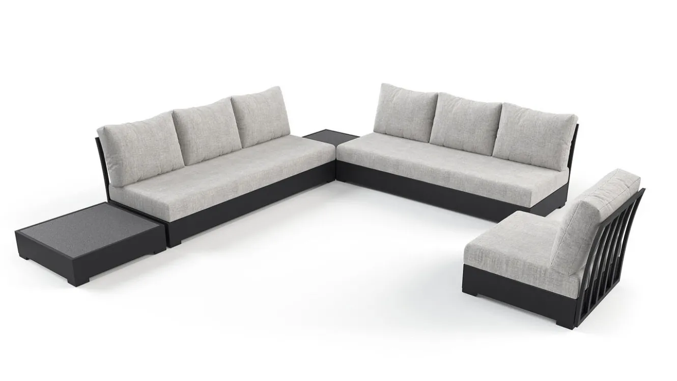ARTELIA Sambesi Gartenlounge, anthrazit/grau, Alu/Polyacryl, Ecklounge inkl. 2 Beistelltische