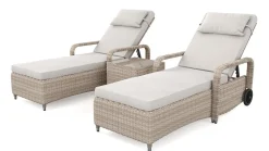 ARTELIA Sandy L Gartenliege, creme, Alu/Polyrattan, verstellbare Rückenlehne, inkl. Auflagen & Beistelltisch