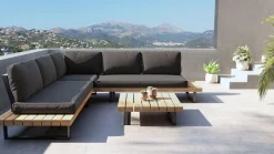 ARTELIA Sedona M Gartenlounge für 5 Personen, anthrazit/naturbelassen, Aluminium/Akazie, inkl. Polster, robust & wetterfest