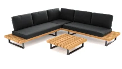 ARTELIA Sedona M Gartenlounge für 5 Personen, anthrazit/naturbelassen, Aluminium/Akazie, inkl. Polster, robust & wetterfest