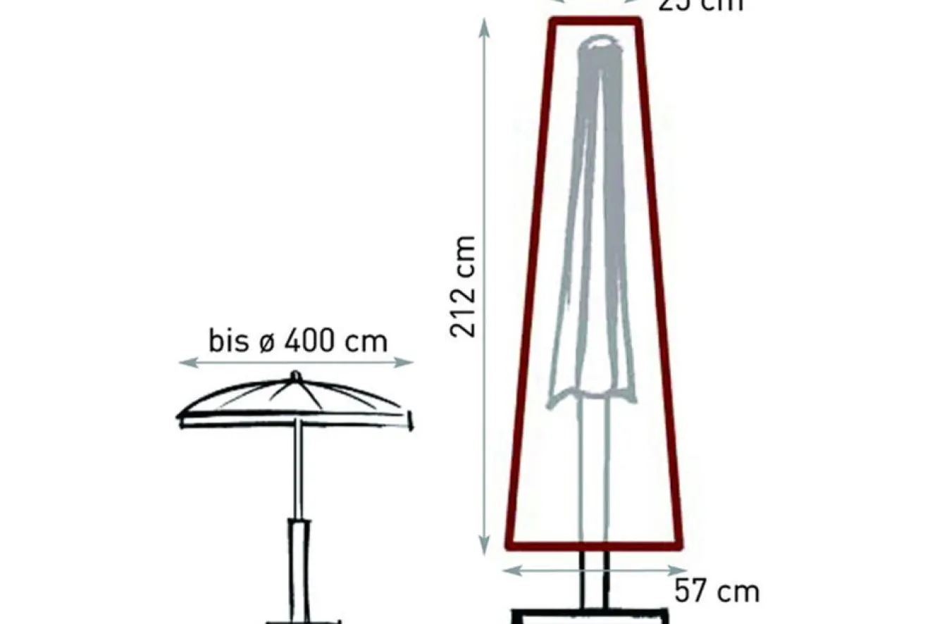 GARVIDA Schutzhülle für Sonnenschirme Ø 250 - 400 cm, braun, Polyestergewebe, 212 x 57/18 cm, mit Zugband
