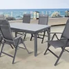 HARTMAN Alice Comfort Garten-Essgruppe, xerix, Alu/Textilene, Tisch 180/240x100cm, 6 Klappstühle