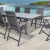 HARTMAN Alice Comfort Garten-Essgruppe, xerix, Alu/Textilene, Tisch 180/240x100cm, 8 Klappstühle
