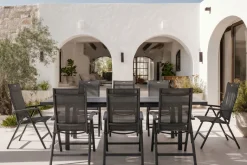 HARTMAN Alice Comfort Garten-Essgruppe, xerix, Alu/Textilene, Tisch 180/240x100cm, 8 Klappstühle
