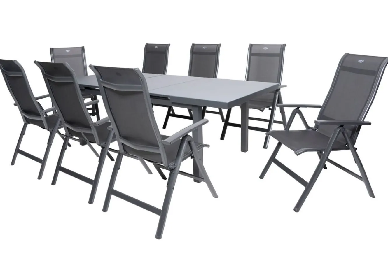 HARTMAN Alice Comfort Garten-Essgruppe, xerix, Alu/Textilene, Tisch 180/240x100cm, 8 Klappstühle