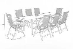HARTMAN Alice Comfort Garten-Essgruppe, xerix, Alu/Textilene, Tisch 180/240x100cm, 8 Klappstühle