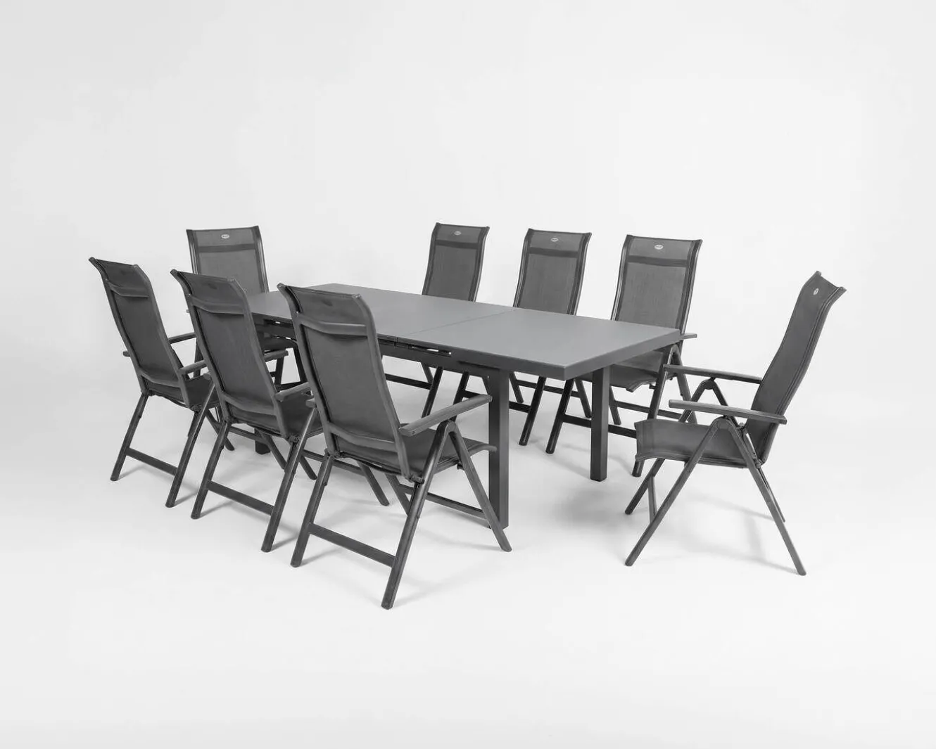 HARTMAN Alice Comfort Garten-Essgruppe, xerix, Alu/Textilene, Tisch 180/240x100cm, 8 Klappstühle