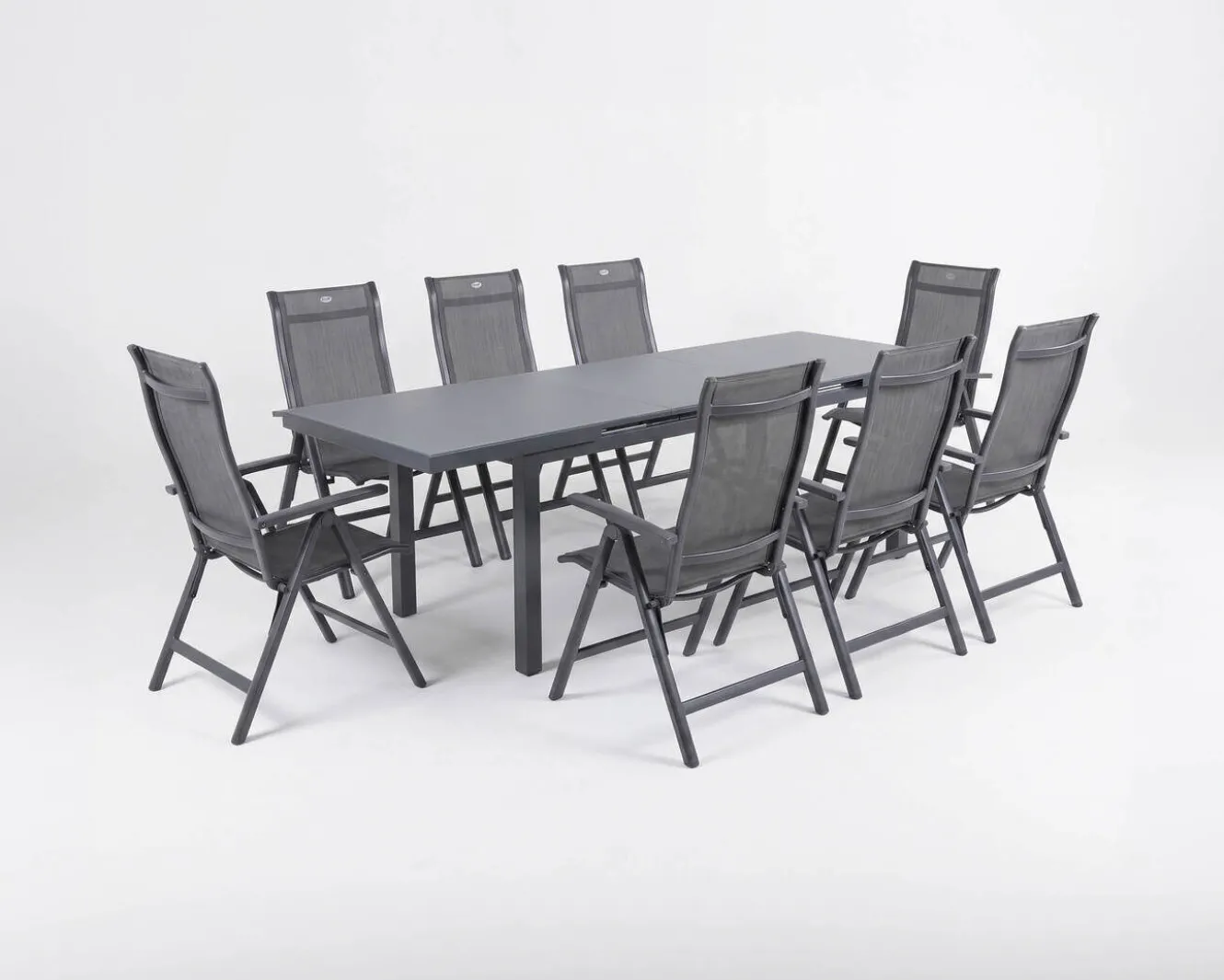 HARTMAN Alice Comfort Garten-Essgruppe, xerix, Alu/Textilene, Tisch 180/240x100cm, 8 Klappstühle