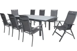 HARTMAN Alice Comfort Garten-Essgruppe, xerix, Alu/Textilene, Tisch 180/240x100cm, 6 Stapel-, 2 Klappstühle