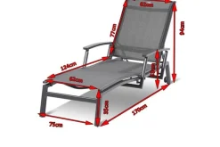 HARTMAN Alice Comfort Rollliege, xerix/anthrazit, Alu/Textilene, 170x75x35cm