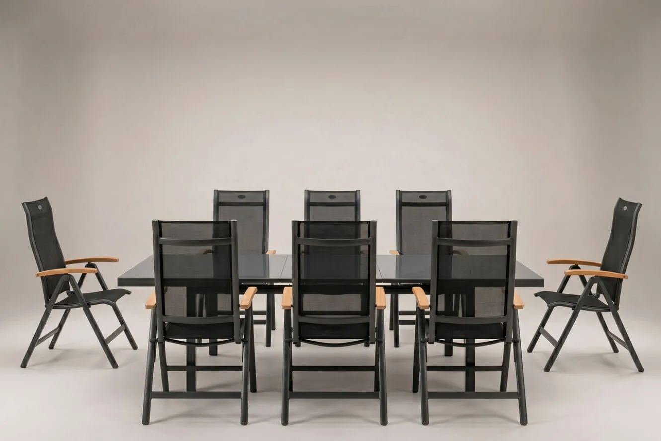 HARTMAN Alice Garten-Essgruppe, 8 Personen, ausziehbar, 180-240cm, Alu/Textilene, Klappstühle
