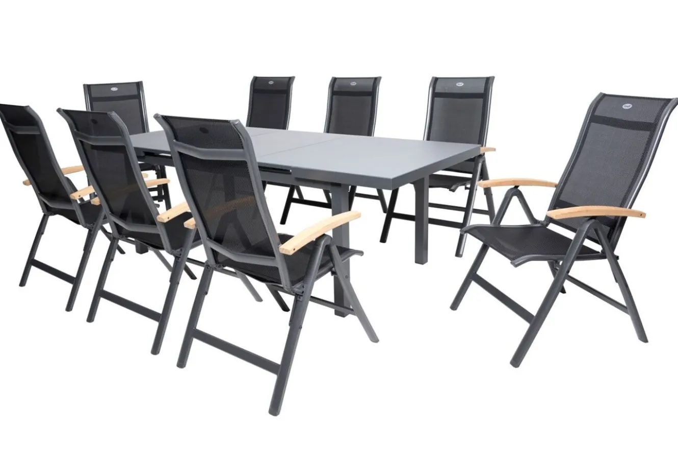 HARTMAN Alice Garten-Essgruppe, 8 Personen, ausziehbar, 180-240cm, Alu/Textilene, Klappstühle