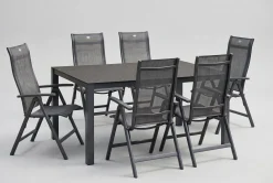 HARTMAN Alice Garten-Essgruppe, xerix/anthrazit, Alu/Textil, 160 x 95 cm, 6 Klappstühle