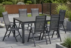 HARTMAN Alice Garten-Essgruppe, xerix/anthrazit, Alu/Textil, 160 x 95 cm, 6 Klappstühle