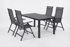 HARTMAN Alice Garten-Essgruppe, xerix/anthrazit, Alu/Textil, 160 x 95 cm, 4 Klappstühle