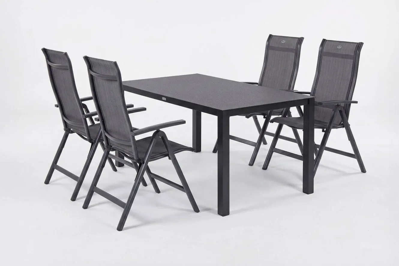 HARTMAN Alice Garten-Essgruppe, xerix/anthrazit, Alu/Textil, 160 x 95 cm, 4 Klappstühle