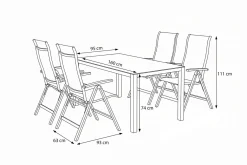 HARTMAN Alice Garten-Essgruppe, xerix/anthrazit, Alu/Textil, 160 x 95 cm, 4 Klappstühle