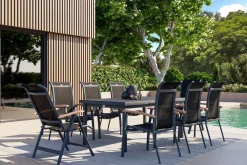 HARTMAN Alice Garten-Essgruppe, xerix, Alu/4x4 Textilen, Tisch 180/240x100cm, 6 Stapel-, 2 Klappstühle