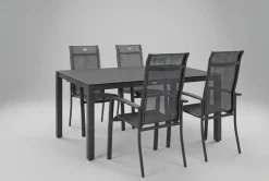 HARTMAN Alice Garten-Essgruppe, xerix/anthrazit, Alu/Textil, 160x95 cm, 4 Stapelsessel