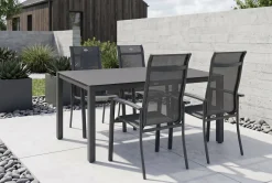 HARTMAN Alice Garten-Essgruppe, xerix/anthrazit, Alu/Textil, 160x95 cm, 4 Stapelsessel