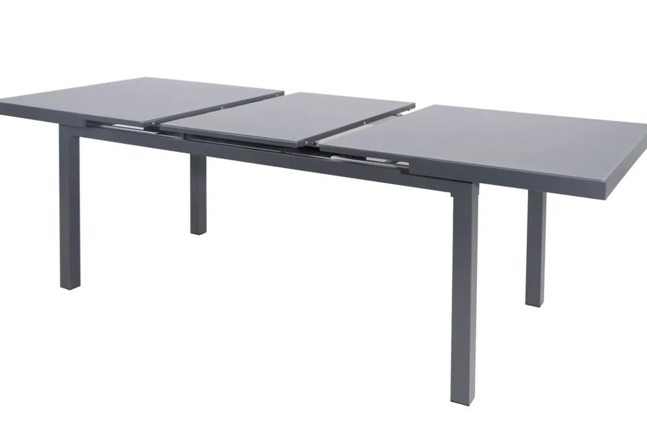 HARTMAN Alice Garten-Essgruppe, xerix/anthrazit, Alu/Sicherheitsglas/2x2 Textilen, 180/240x100 cm, 8 Klappstühle, ausziehbar