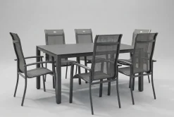 HARTMAN Alice Garten-Essgruppe, xerix/anthrazit, Alu/Textil, 160x95 cm, 6 Stapelsessel