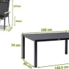 HARTMAN Alice Garten-Essgruppe, xerix, Alu/Spraystone/Teak/4x4 Textilen, 160x95 cm, 4 Stapelsessel