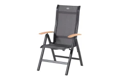 HARTMAN Alice Klappstuhl, Alu/2x2 Textilen, xerix/anthrazit, mit Teak Armlehnen