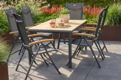 HARTMAN Alice Klappstuhl, Alu/2x2 Textilen, xerix/anthrazit, mit Teak Armlehnen