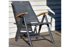HARTMAN Alice/South Wales Garten-Essgruppe, xerix/natur, Alu/Teak/2x2 Textilen, 150/210x90 cm, 8 Klappstühle