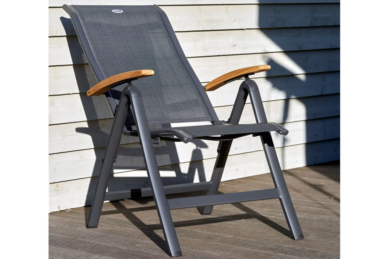 HARTMAN Alice/South Wales Garten-Essgruppe, xerix/natur, Alu/Teak/2x2 Textilen, 150/210x90 cm, 4 Klappstühle