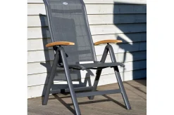 HARTMAN Alice/South Wales Garten-Essgruppe, xerix/natur, Alu/Teak/2x2 Textilen, 150/210x90 cm, 6 Klappstühle