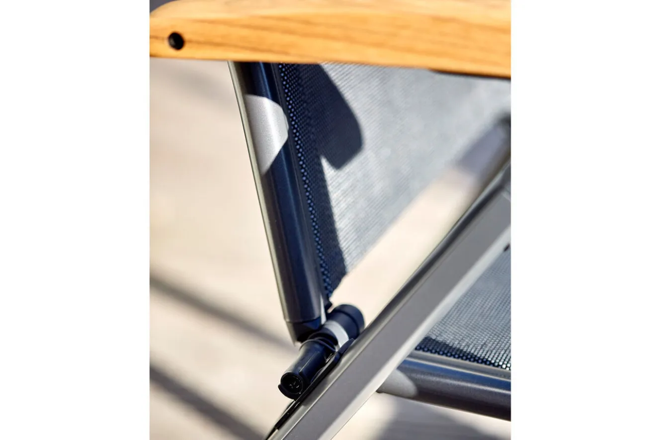 HARTMAN Alice/South Wales Garten-Essgruppe, xerix/natur, Alu/Teak/2x2 Textilen, 150/210x90 cm, 6 Klappstühle