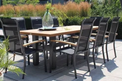 HARTMAN Alice Stapelsessel, xerix/schwarz, Alu/4x4 Textilen, mit Teak-Armlehnen