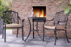 HARTMAN Amalfi Balkon-Set, bronze, Alu-Guss, Ø62cm, 2 Sessel inkl. Wendekissen