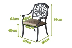 HARTMAN Amalfi Diningsessel, bronze, Alu-Guss, inkl. Wendekissen