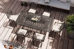 HARTMAN Amalfi Garten-Essgruppe, bronze, Alu-Guss, 6 Diningsessel, 214x112cm