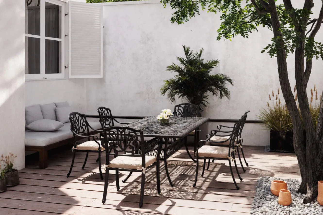 HARTMAN Amalfi Garten-Essgruppe, bronze, Alu-Guss, 6 Diningsessel, 214x112cm