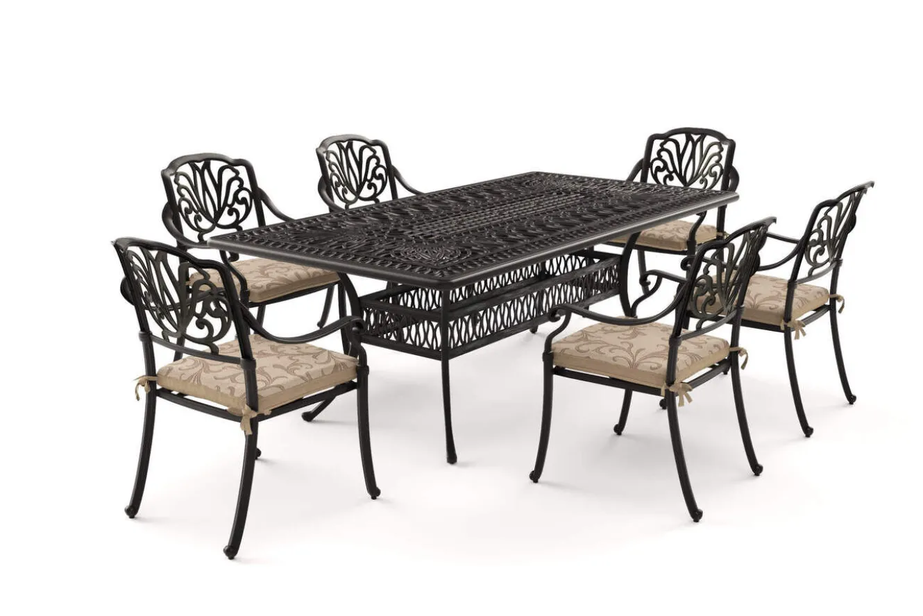 HARTMAN Amalfi Garten-Essgruppe, bronze, Alu-Guss, 6 Diningsessel, 214x112cm