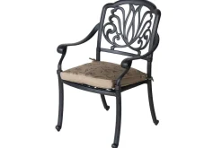 HARTMAN Amalfi Garten-Essgruppe, bronze, Alu-Guss, Ø120cm, 4 Sessel inkl. Wendekissen