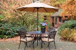 HARTMAN Amalfi Garten-Essgruppe, bronze, Alu-Guss, Ø120cm, 4 Sessel inkl. Wendekissen