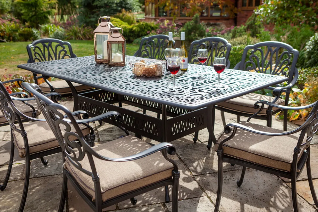 HARTMAN Amalfi Garten-Essgruppe, bronze, Alu-Guss, 8 Diningsessel