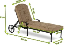 HARTMAN Amalfi Lounger, bronze, Alu-Guss, 217 x 76,5 x 49 cm, mit Rollen, verstellbare Rückenlehne