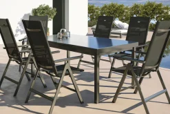 HARTMAN Aruba Garten-Essgruppe, xerix, Alu/Textilene, Tisch 180/240x100cm, 6 Klappstühle