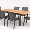HARTMAN Aruba Garten-Essgruppe, xerix/natur, Alu/Teak, 6 Stapelsessel, 150/210x90cm