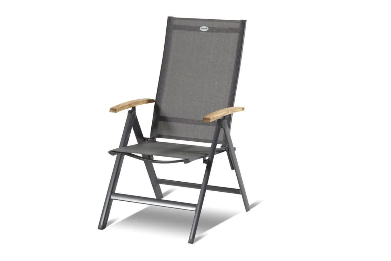 HARTMAN Aruba/Provence Garten-Essgruppe, xerix/natur, Alu/Textilene/Teak, Ø150 cm, 5 Klappstühle, Eisbox