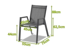 HARTMAN Aruba Stapelsessel, xerix/anthrazit, Alu/Textilene, 75x55x88cm