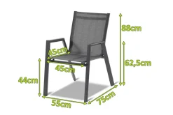 HARTMAN Aruba Stapelsessel, xerix/anthrazit, Alu/Textilene, 75x55x88cm