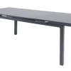 HARTMAN Aruba Teak Garten-Essgruppe, xerix, Alu/Textilene, Tisch 180/240x100cm, 4 Stapel-, 2 Klappstühle