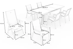 HARTMAN Aruba Teak Garten-Essgruppe, xerix, Alu/Textilene, Tisch 180/240x100cm, 4 Stapel-, 2 Klappstühle